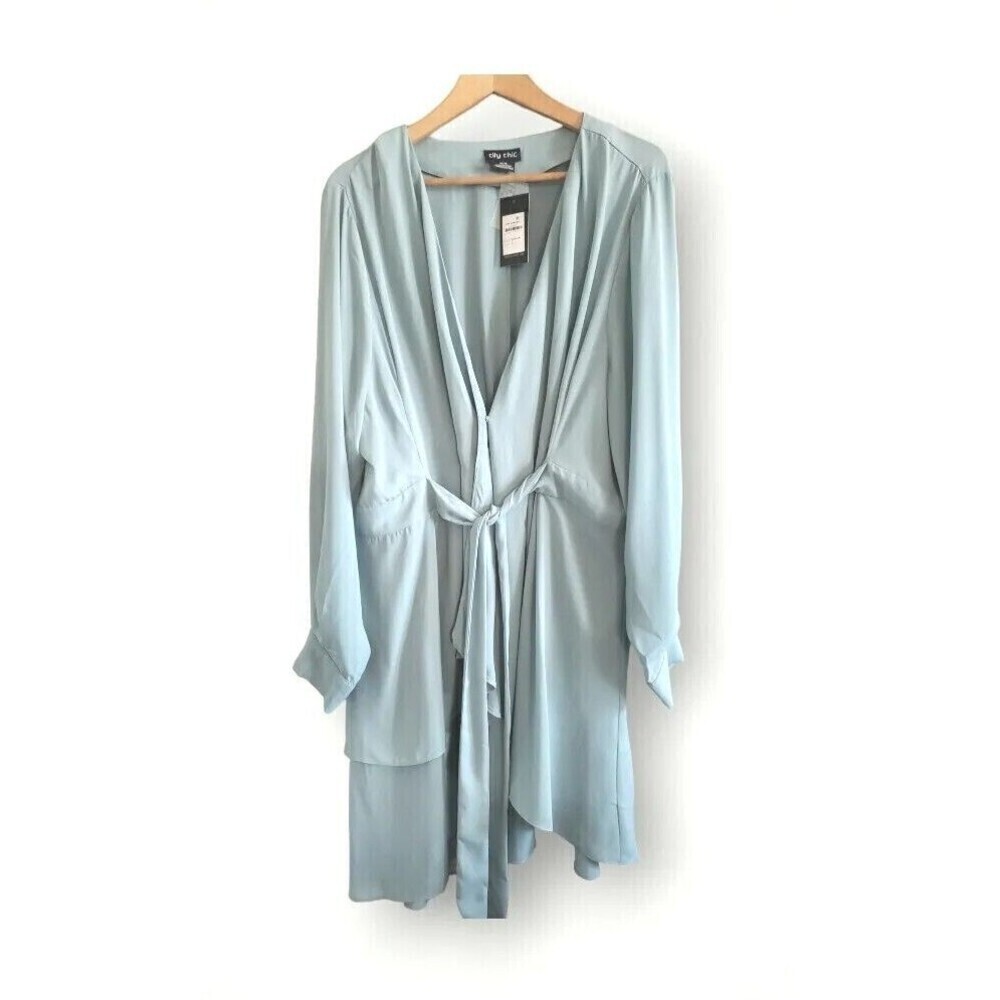 City Chic Layered Chiffon Dress Size 18 Front Tie High-Low Lightweight NWT